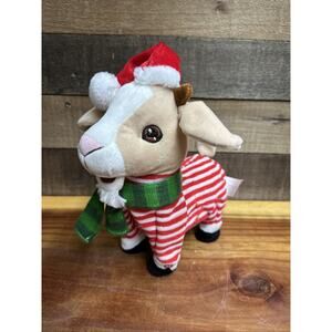 Gemmy Animated Christmas Goat RARE Design Red Striped Pajamas